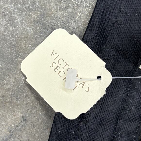 VTG Victoria's Secret Black Corset Garter Bustier 36B Sheer Lace Gold Label gx - Picture 10 of 10